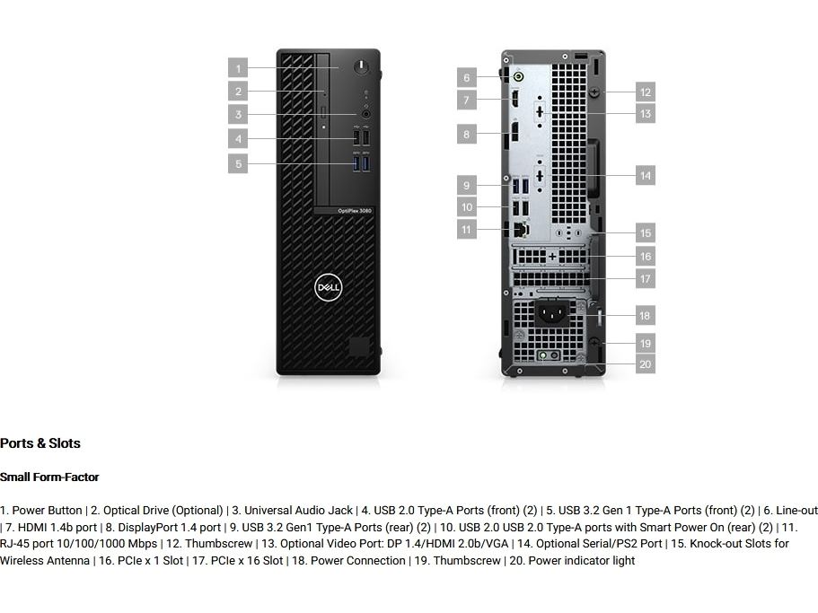 Dell Optiplex 3080 (Intel Core i3 4.4GHz, 8GB DDR4, 256GB SSD, SFF) Desktop PC - Image 4