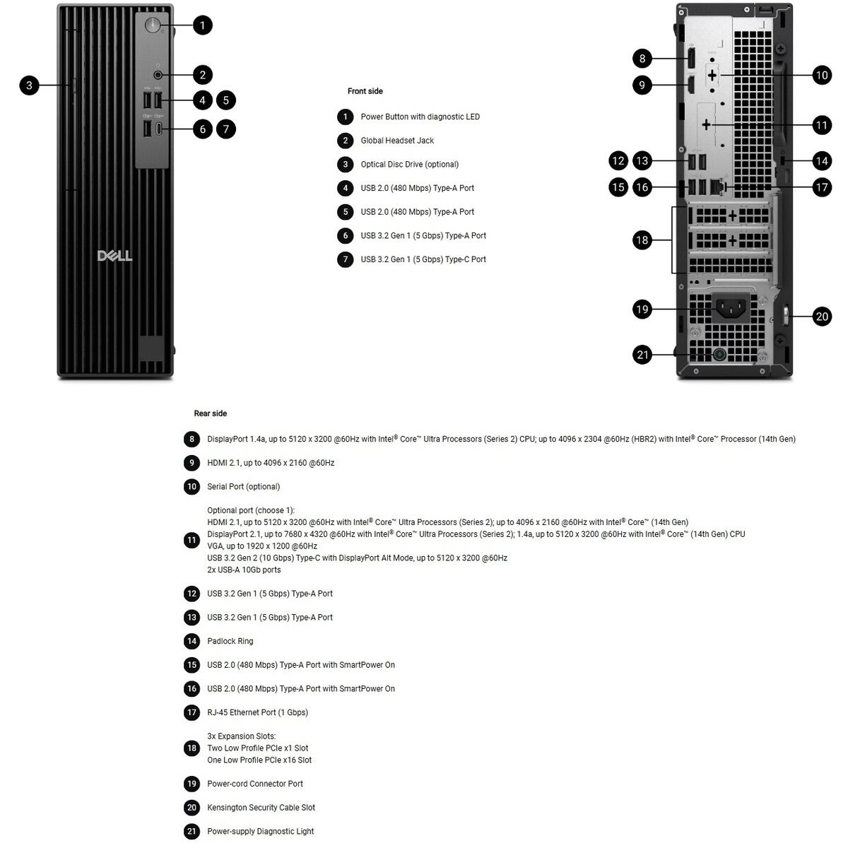 Dell Pro Slim QCS1250 (Intel Core i7 5.4GHz, 8GB DDR5, 512GB SSD) Desktop PC - Image 5