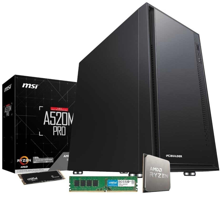 PCBuilder Home Master (AMD Ryzen 7 5700G 3.8GHz 8-Core, 8GB DDR4, A520M Motherboard) Desktop PC