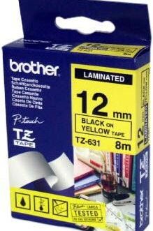 Brother 12mm Black-on-Yellow Laminated Tape (8m)