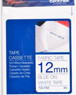 Brother 12mm Blue-on-White Iron-On Fabric Tape (3m)