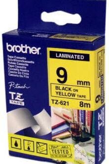 Brother 9mm Black-on-Yellow Laminated Tape (8m)