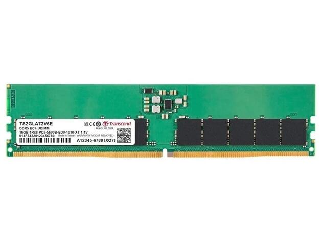 Transcend JetRam 16GB (DDR5-5600, CL46, ECC, 1Rx8 Rank) Server Memory